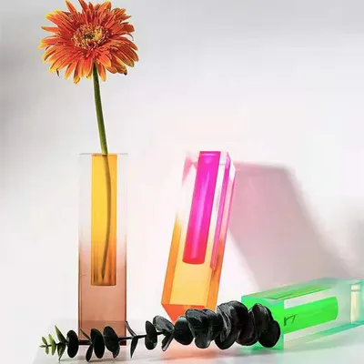 Creative Minimalist Ins Acrylic Square Column Vase Craft Gift