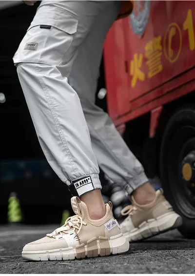 Leather panel casual sneakers