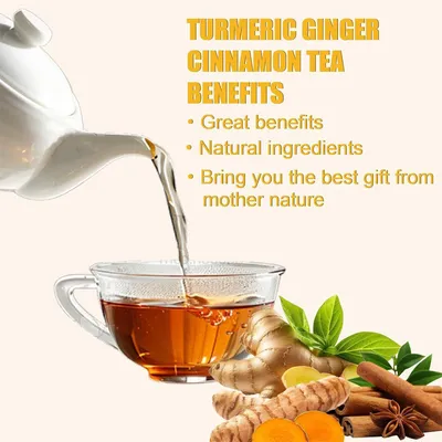 120 Bags Turmeric Ginger Cinnamon Tea Bags, Anti-Inflammatory Herbal Tea, Caffeine Sugar Gluten Free Vegan Wellness Drink