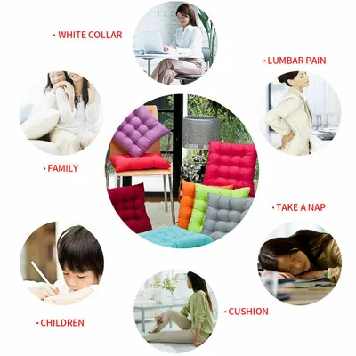 4 Pack Seat Pad Dining Room Garden Kitchen Chair Seat Cushions Tie On Plain UK