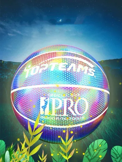 كرة سلة مقاس 7، عاكسة للضوء، ثلاثية الأبعاد، مصنوعة من مادة البولي يوريثين القياسية للبالغين، كرة تدريب، هدية مثالية لمحبي الرياضة.