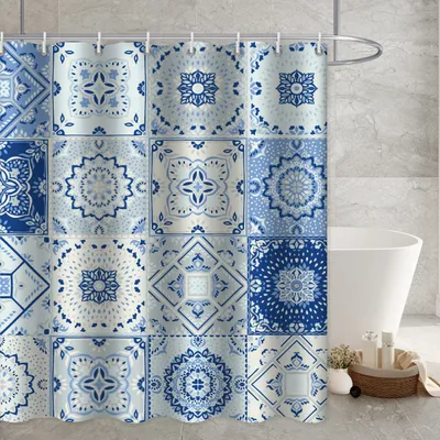 Waterproof Shower Curtain Cross-border Amazon Polyester Toilet Shower Curtain