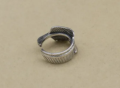 Eagle Head Feather S925 Sterling Silver Ring Men