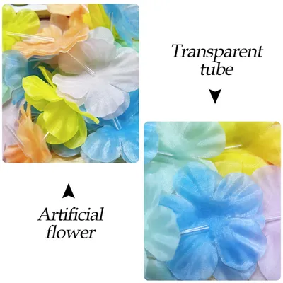 24 Birthday Party Flowers Lei Summer Colorful Tropical Flower Necklaces Lei Hawaii Luau Dance Party Favors Decoration Bulk For Holiday Birthday Beach Pool Party Supplies