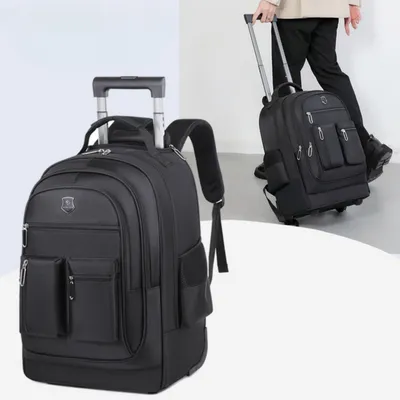 Large Capacity Travel Backpack With Waaheels, Multi Layer Trolley Luggage Bag, Multifunctional