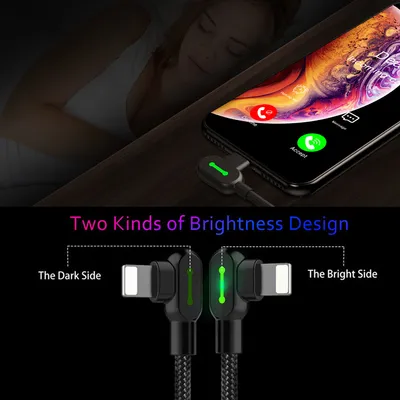 Double elbow with light braided charging cable