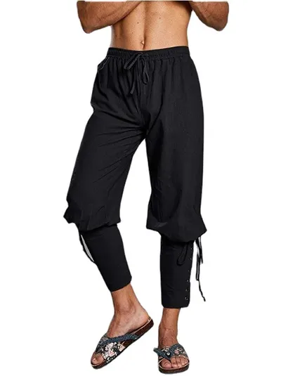 Hip-hop Breathable Cotton And Linen Leisure Sports Tethered Trousers