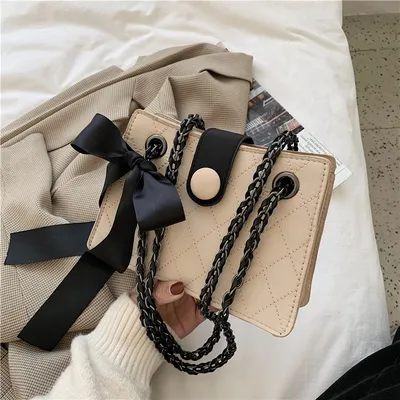 Fashion Silk Scarf One-Shoulder Diamond Chain Bag