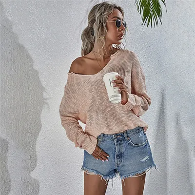 Women's Acrylic Autumn And Winter Knitted Loose Pullover Sweater