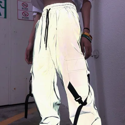 Women's hip-hop reflective trousers