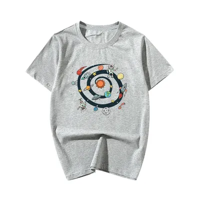 Fashion Solar System Cartoon Print Short Sleeve