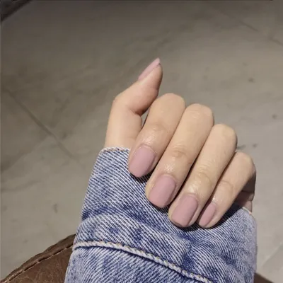 Frosted Grey Short Square False Nail