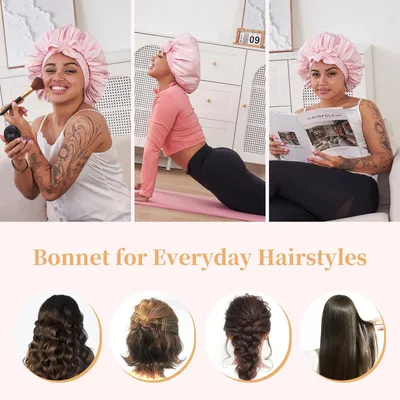 Silk Bonnet, Satin Hair Bonnet For Sleeping For Wavy Curly Natural Hair