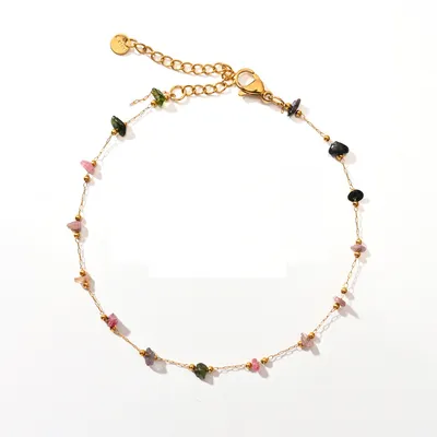 Fashion Trend Irregular Natural Stone Titanium Steel Anklet