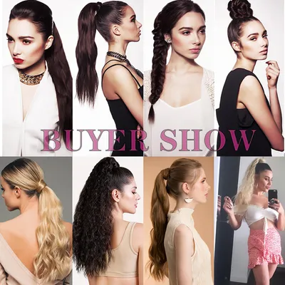 Long Straight Wrap Around Clip In Ponytail Hair Extension Heat Resistant Synthetic Tail Fake Hair