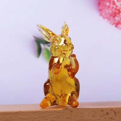Crystal Crafts Blue Gold-painted Ears Lying Rabbit Standing Glaze Colorful Desktop Bedroom Decoration