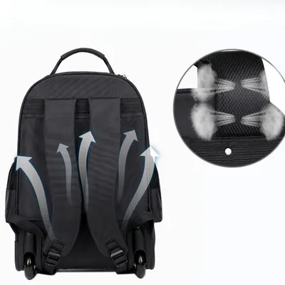 Large Capacity Travel Backpack With Waaheels, Multi Layer Trolley Luggage Bag, Multifunctional