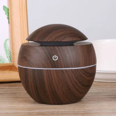 Portable Mini Wood Grain Round Air Humidifier, Household Desktop Ultrasonic Humidifier, Air Purifier Aroma Diffuser For Indoor Use