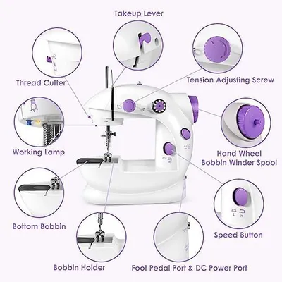 Portable Mini Electric Sewing Machine Multifunctional Desktop Tailor Home Use