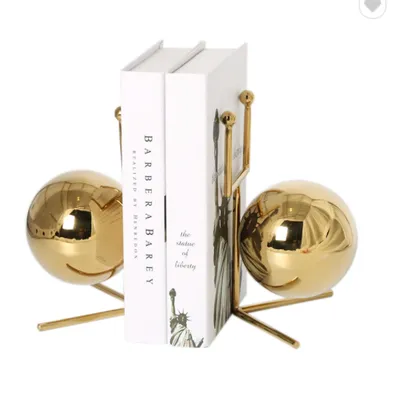 Office Decorative Marble Bookends Metal Craft Stainless Steel