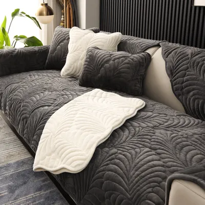 Home Fashion Simple Short Plush Sofa Cover