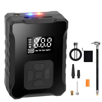1Pc 150PSI Cordless Tire Inflator Digital Air Compressor With LED Light Emergency Power Bank For Cars Motorcycles Bicycles Balls