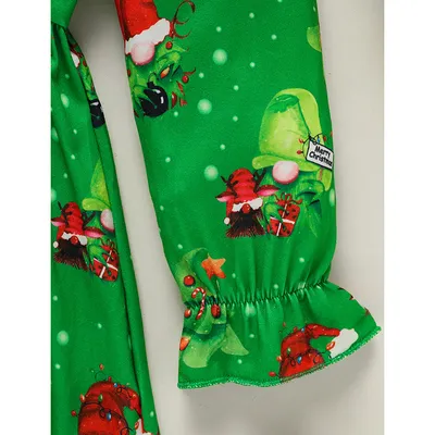 Toddler Kids Baby Girl Christmas Dress Outifts, Long Sleeves Cartoon Prints Party Dress With Heart Print Vest Coat Xmas Clothes Set