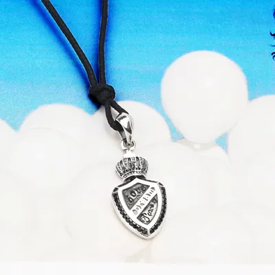S925 Sterling Silver Simple Cross Crown Shield Pendant