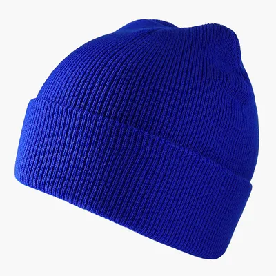 The new knitted woolen hat is thick and warm in solid color
