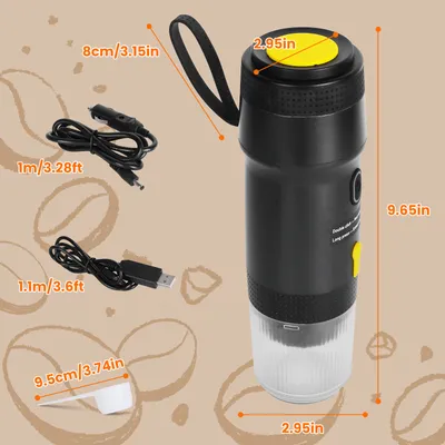 1Pc Portable Electric Espresso Machine Cordless Coffee Maker Self Heating Car Espresso Maker With Anti Dry Burn Fit For Ground Coffee NS DG Capsules For Car Camping Hiking RV Home Office