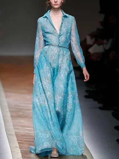 Elegant Chiffon Printed Dress For Women