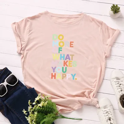 Women's Loose Round Neck Short-sleeved T-shirt With Letters