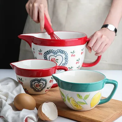 Sharp-mouthed Ceramic Handle Home Baking Sauce And Egg Bowl