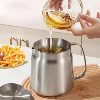 Thickened 304 Stainless Steel Food-grade Oil Dispenser, 3.5-liter Large Capacity, With Filter And Frying Basket