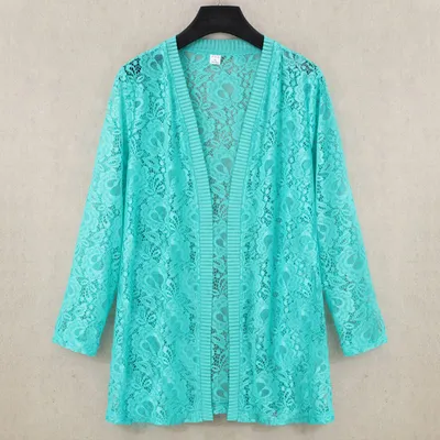 Mid-length Cardigan Thin Coat With Long-sleeved Lace Top