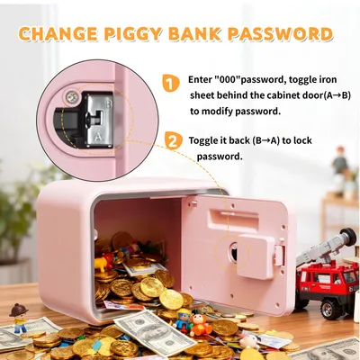 Pink Combination Lock Piggy Bank  Children's Money Bank Gift Fostering Saving Habits