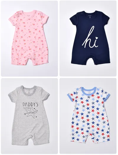 Cute Printed Cotton Short-Sleeved Baby Crawl
