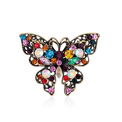 Fashion Butterfly Color Rhinestone Brooch