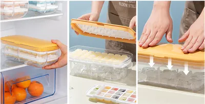 Ice Cube Tray With Storage Box Quick Demould Ice Cube Moulds Lazy Ice Maker For Cocktail Whiskey Bar Kithcen Tools Accessories