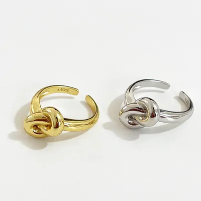 Women's 925 Sterling Silver Knotted Geometric Ring