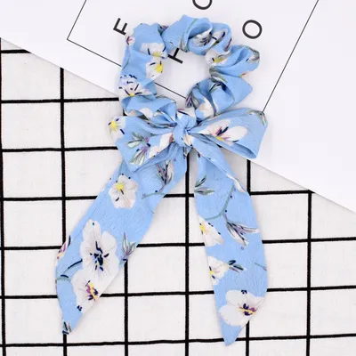 Small floral ponytail long streamer hair band