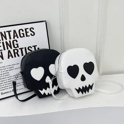 Cute Halloween Skull Small Shoulder Bags With Love Eyes Fashion Personality Crossbody Bag