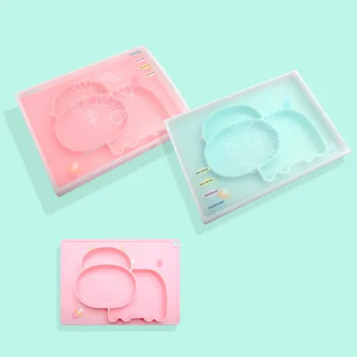 Baby Silicone Suction Cup Dishes Cartoon Learning Bowl Infant Feeding Bowls