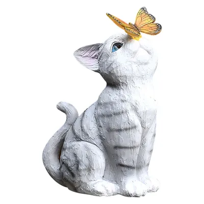 Creative Resin Cat Solar Sculpture Ornaments Outdoor Villa Courtyard Statue Crafts Garden Micro Landscape Decoration Accessories
