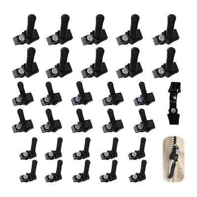 30 PCS Universal Zipper Repair Kit Zipper Fixer, Plastic Detachable Pull Replacement Pulls, Quick Install Zip Heads Fix Zippers No Sewing Required For Bags Purses Jackets Coats ,3 Different Size