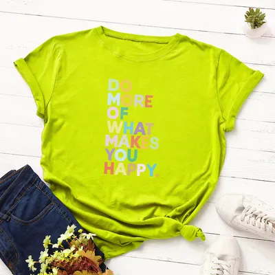 Women's Loose Round Neck Short-sleeved T-shirt With Letters