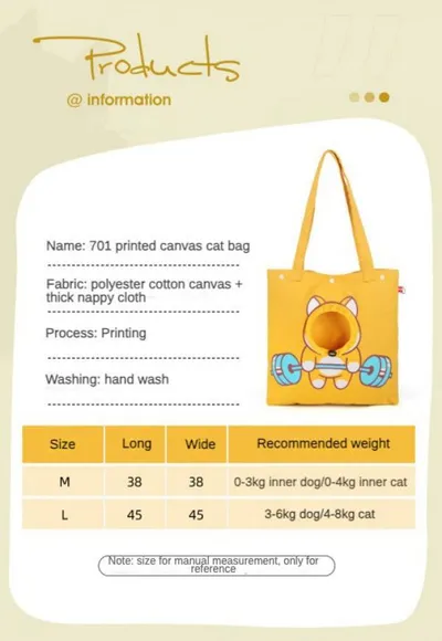 Pet Canvas Shoulder Bag, Cute Animal ShapedCat Carrier Canvas Bags,Portable Pet CanvasTote Chest Bag That Can Expose Head,OutdoorTravel Pet Carrier For Cats Dogs Pet Supplies