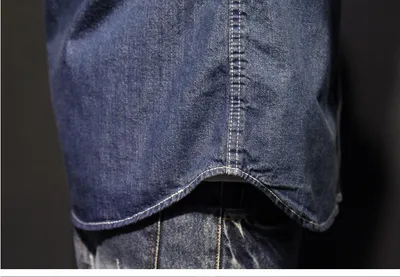 Washed Old Thickened Slim Fitting Denim Shirt