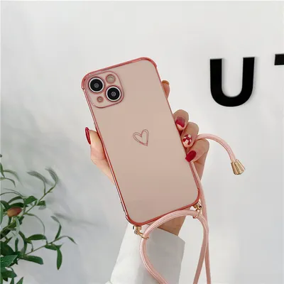 Hollow Love Crossbody Lanyard Phone Case