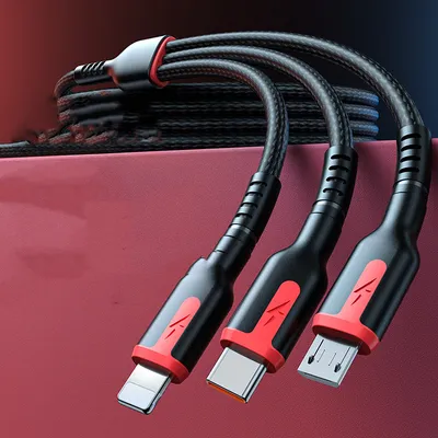 Fast Charge Data Cable One Drag Three 66W Braided USB